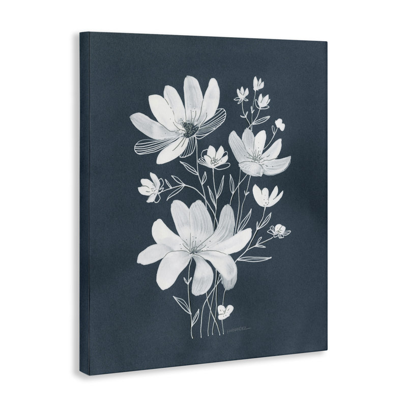 Art mural blanc sur toile avec contour blanc par Leeza Hernandez, H 40 po x l 30 po