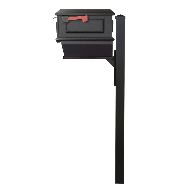 Aluminum Post Mounted Mailbox with Magnetic Closure, Gray