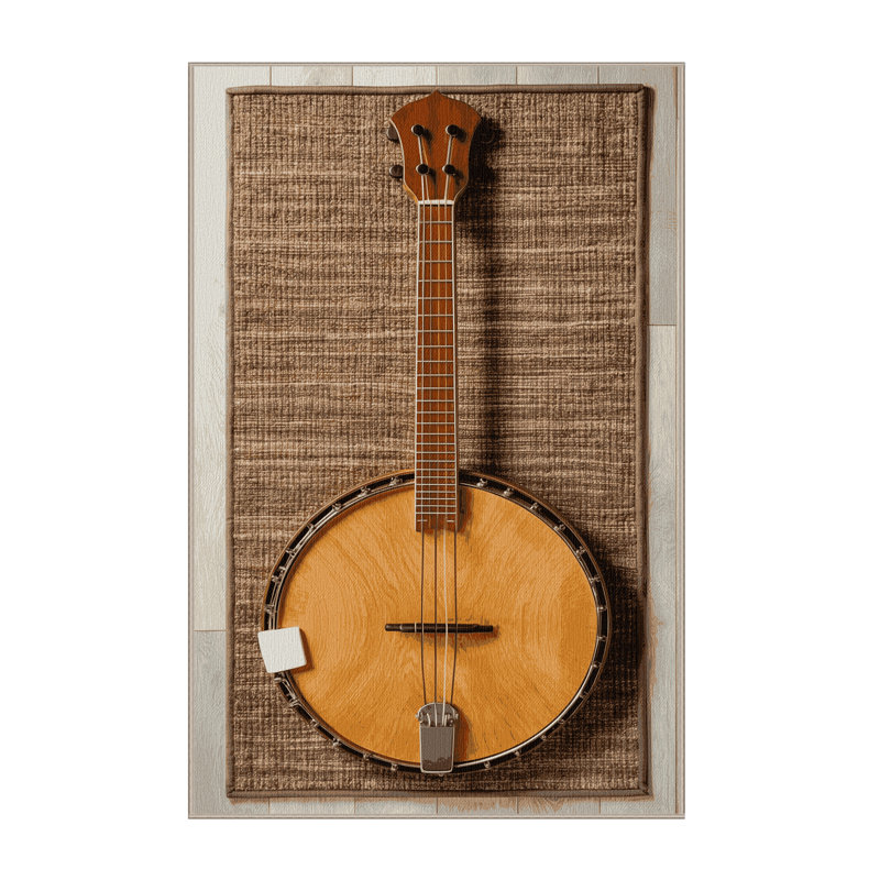 Washable Banjo Music Area Rug, Runner 2' x 5'