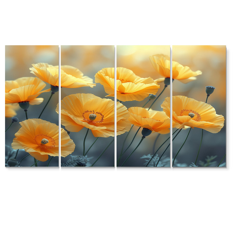 Daliah - Ensemble de décoration murale coquelicots, H 32 po x l 64 po