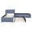 L-Shaped Upholsted Platm Bed With Trundle And Two Drawers Linked With Built-In Desk,,