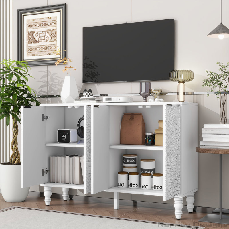 95.5" W Wall Unit Entertainment Center with Bookshelves for TVs Up to 43'', White