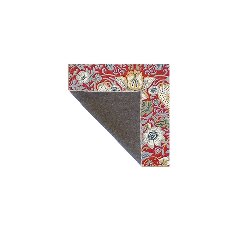 Tapis tissé à motif géométrique rouge à motif géométrique lavable à la machine, Sous-tapis carré 3 pi 3 po inclus