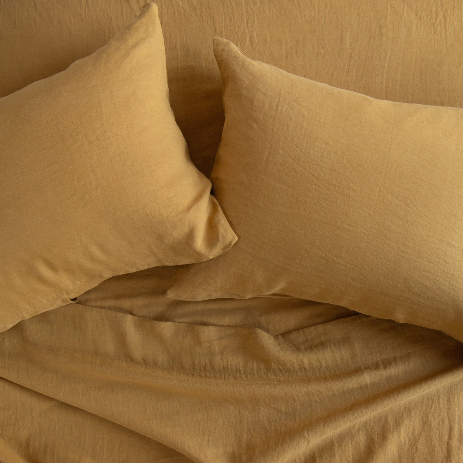 100% French Linen Pillowcase Set, Honey, Standard Pillowcase