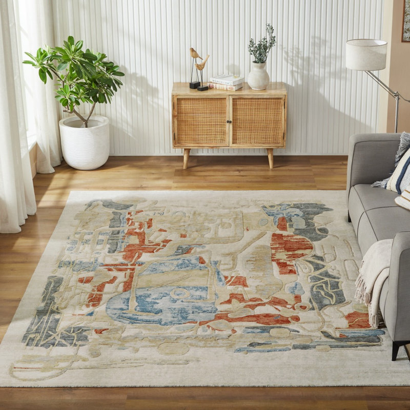 Hargun Mist Wool Handcrafted Area Rug, Rectangle 2' x 3'