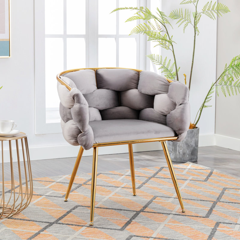 Fauteuil demi-tonneau en velours Hummera, Duvet de velours gris, 1