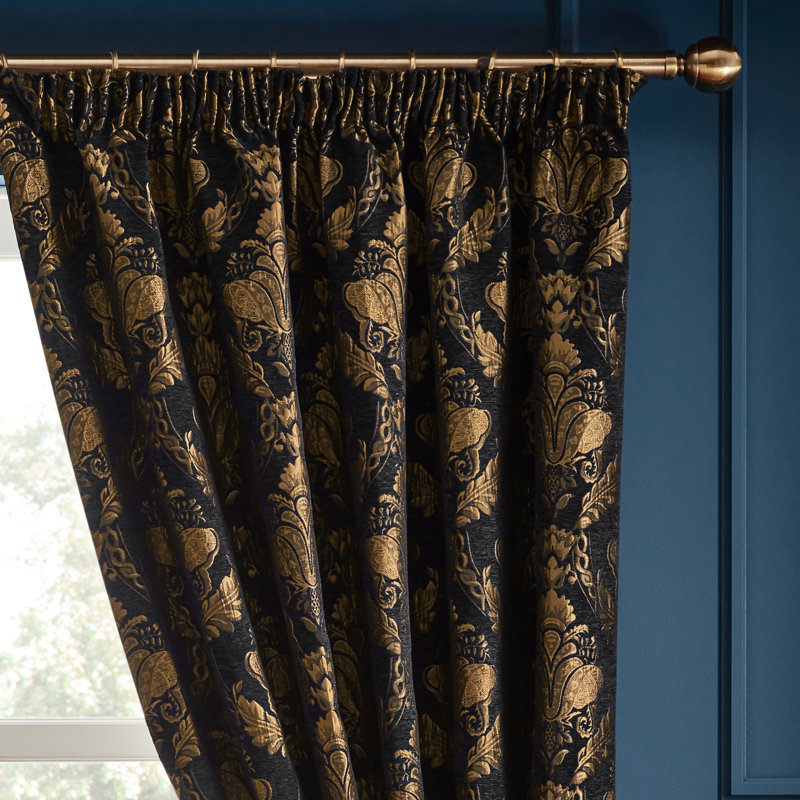 Shiraz Pencil Pleat Room Darkening Curtain Pair, 229cm Width x 229cm Drop