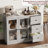 Storage Cabinet With Glass Doors And Shelves, 43" Coffee Bar Cabinet With 3 Drawers,Sideboard Buffet Cabinet With Storage,Buffet Table For Kitchen, Entryway, Bedroom, Living Room-836648836