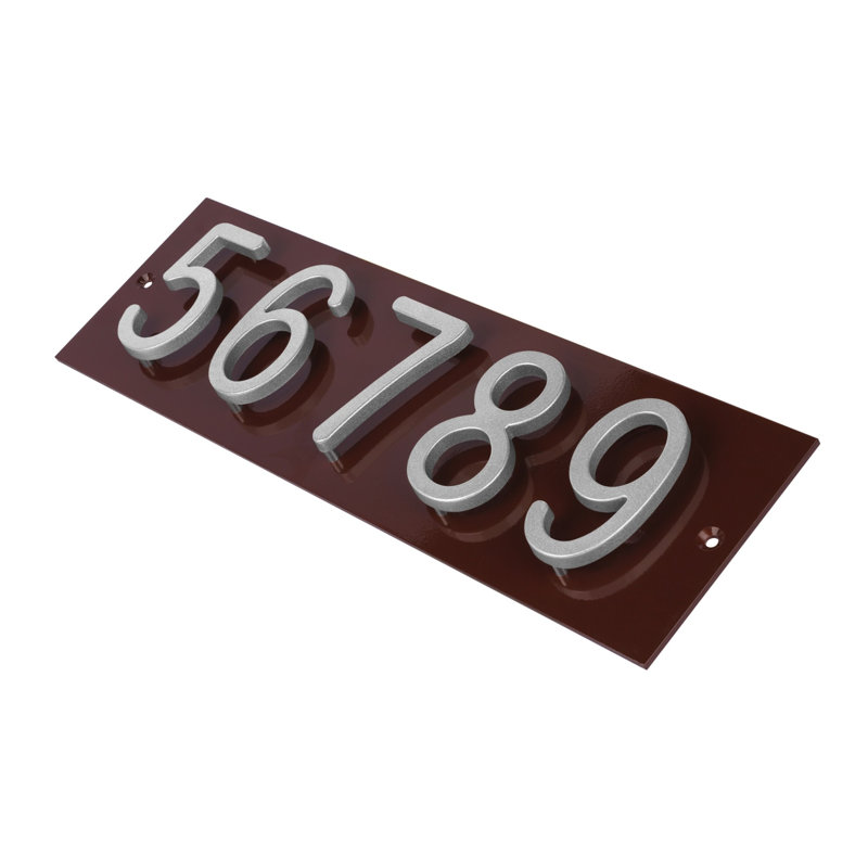 Plaque d'adresse horizontale Amgo Floating Modern, Argent argent, Brun, Oui