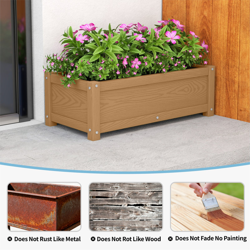 Patio Planter Box Indoor Outdoor Use Garden Bed for Vegetables, Fruits,Herbs, Brown