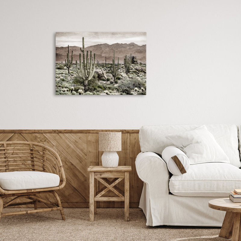 Toile de désert, cactus, par Kim Allen, H 16 po x l 24 po