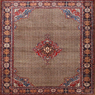 Tapis de zone brun/rouge 1638 traditionnel