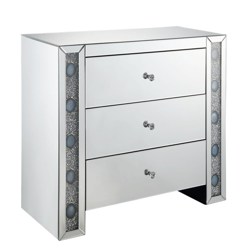 Sonia Mirrored & Faux Agate Console Cabinet (Assembled)
