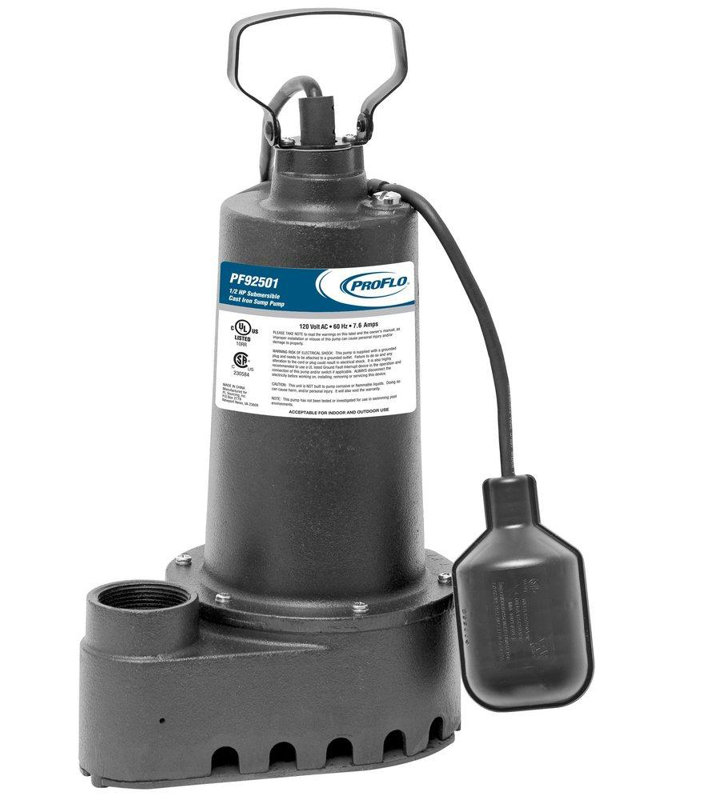 Pompe de puisard submersible flottante 1/2 HP 120V
