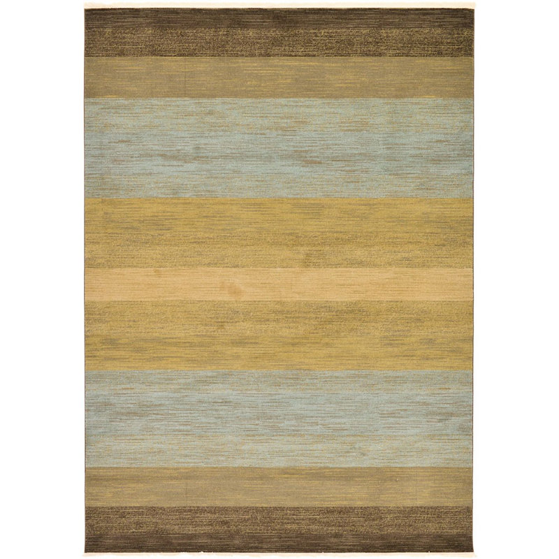 Tapis décoratif jaune/vert à motif géométrique Lela, Rectangle 8 pi x 11 pi