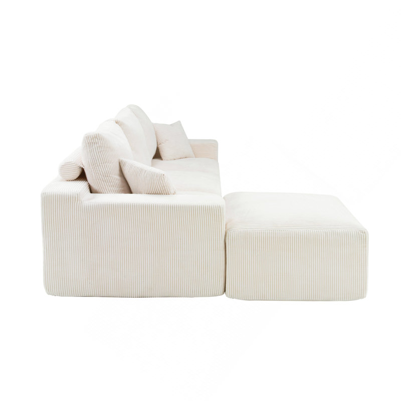Canapé modulaire en L «110», H 24 po x l 110 po x P 82 po, Beige