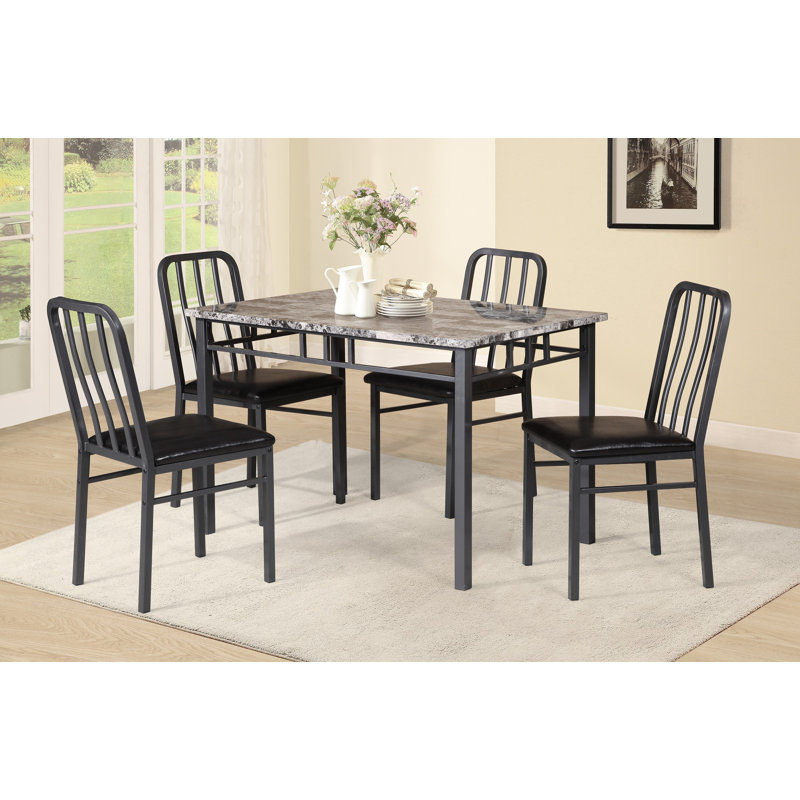 Culloden Faux Marble Top Four Leg Dining Set, White