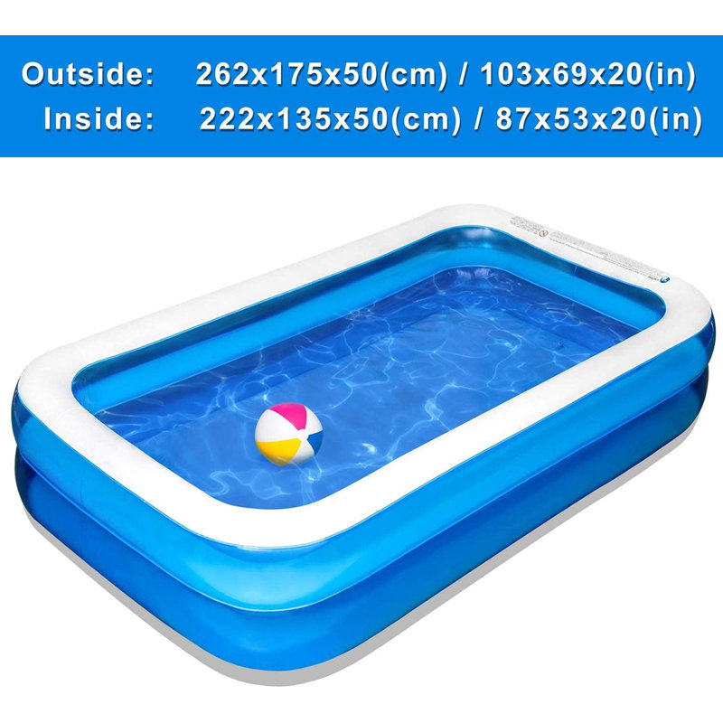 Inflatable Swimming Pool 103" X69" X20" Full-Sized Lounge Pool for Kiddie, Adults, Easy Set Family for Backyard Summer Water Party Outdoor Kiddie Pools