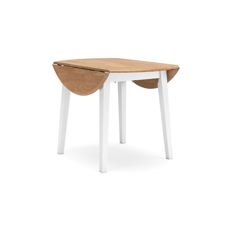 Gasy Dining Table, Extendable 26-42 Inch, Wood, 2 Leaves, White