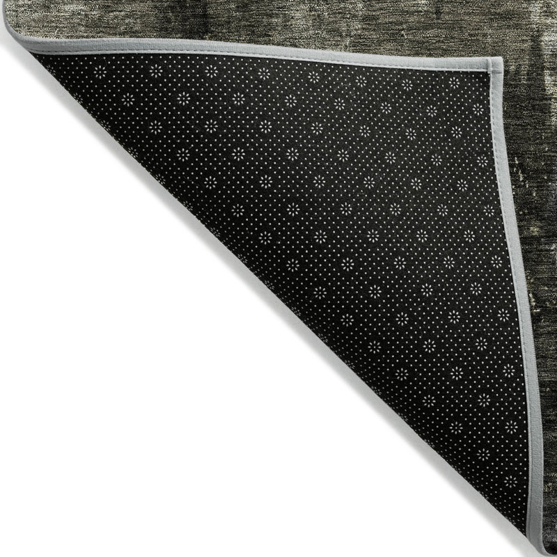 Tapis intérieur lavable abstrait gris anthracite et noir HomeRoots 8 pi x 10 pi