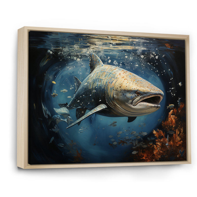 " Gray Blue Shark Elegance II ", Natural Floater Framed, 34" H x 44" W x 1.5" D