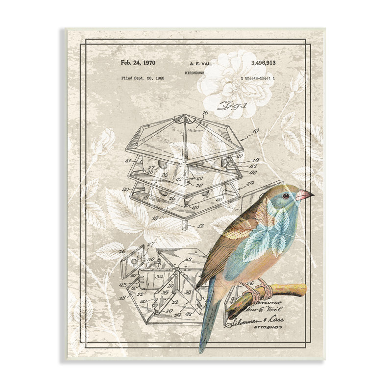 Oiseau bleu par Daphne Polselli, Plaque murale, H 19 po x l 13 po