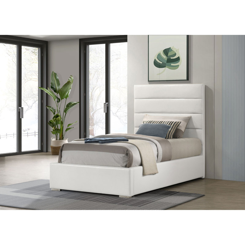 Lit plateforme tapissier blanc Dulcey, Lit simple, Blanc