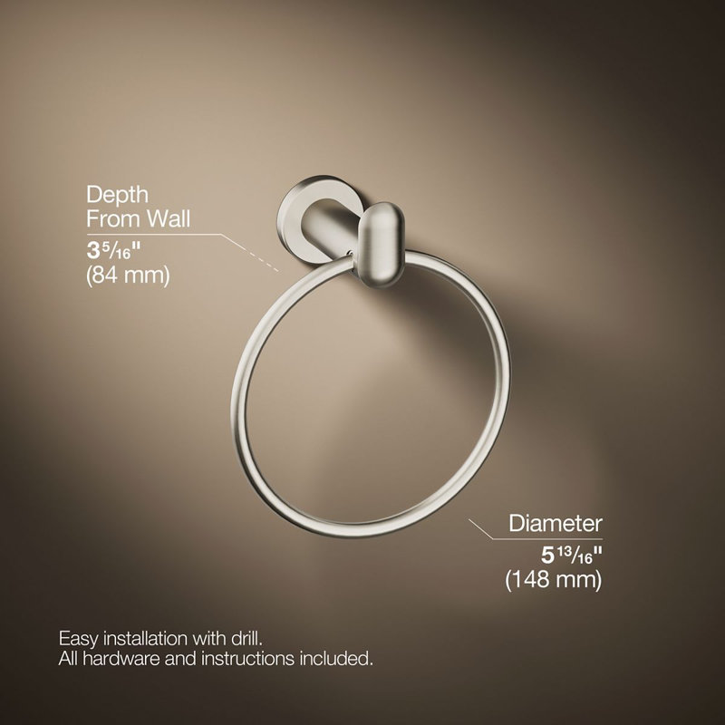 Kumin Towel Ring, Vibrant Brushed Nickel