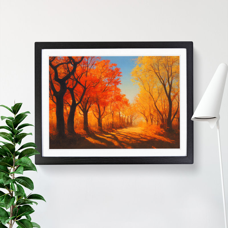 Compelling Autumn Forest - Single Picture Frame Print, 25cm H x 34cm W x 2cm D, Walnut Framed