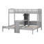 Lit superposé simple au-dessus de simple et simple avec bureau intégré et tablettes de rangement, lampe de lecture-1164727023