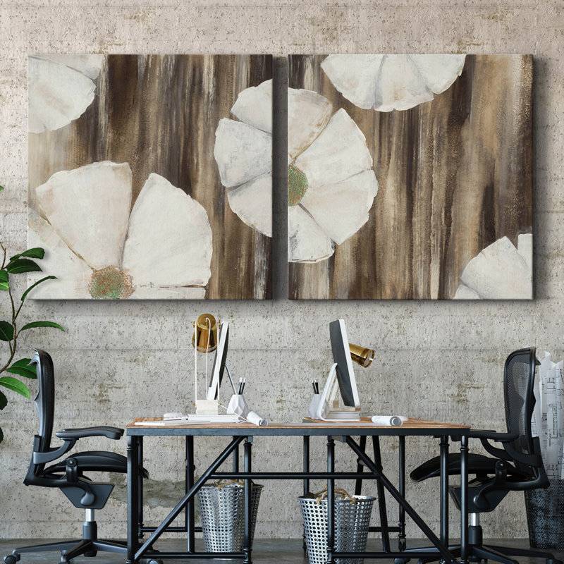 Annet Night Blooms I - 2 pièces, reproduction d'art sur toile tendue, H 32 po x l 64 po x P 1 po
