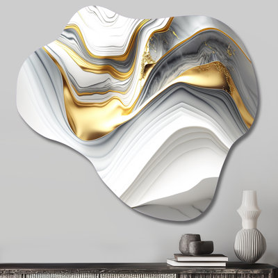 «Abstract Geode Waves Grey V», art mural abstrait asymétrique en métal, sculpture murale en métal