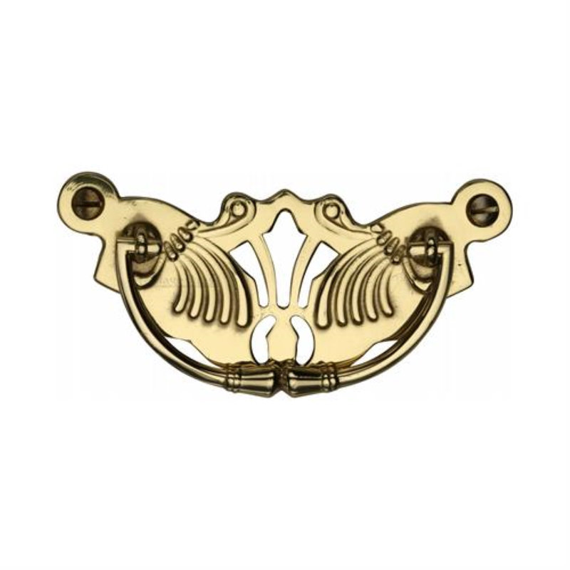 Heritage Brass Heritage Cabinet Pull Ornate Plate Design, Polished Brass