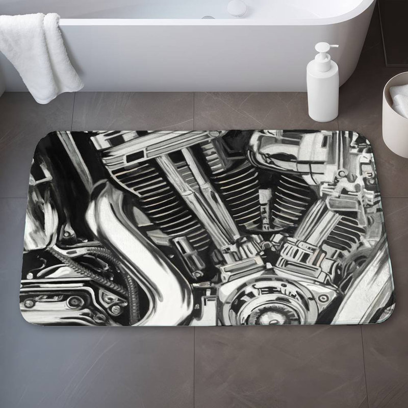 Mechanism of a motorcycle Bath Mat with Non-Slip Backing - Quick Dry Memory Foam Bathroom Rug - Absorbent - Modern Plush Spa-Style - Machine Washable