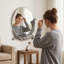 Nilde Round Resin Framed Wall Mounted Accent Mirror – Elegant Circular Modern Silver Wall Mirror for Home Decor and Any Room