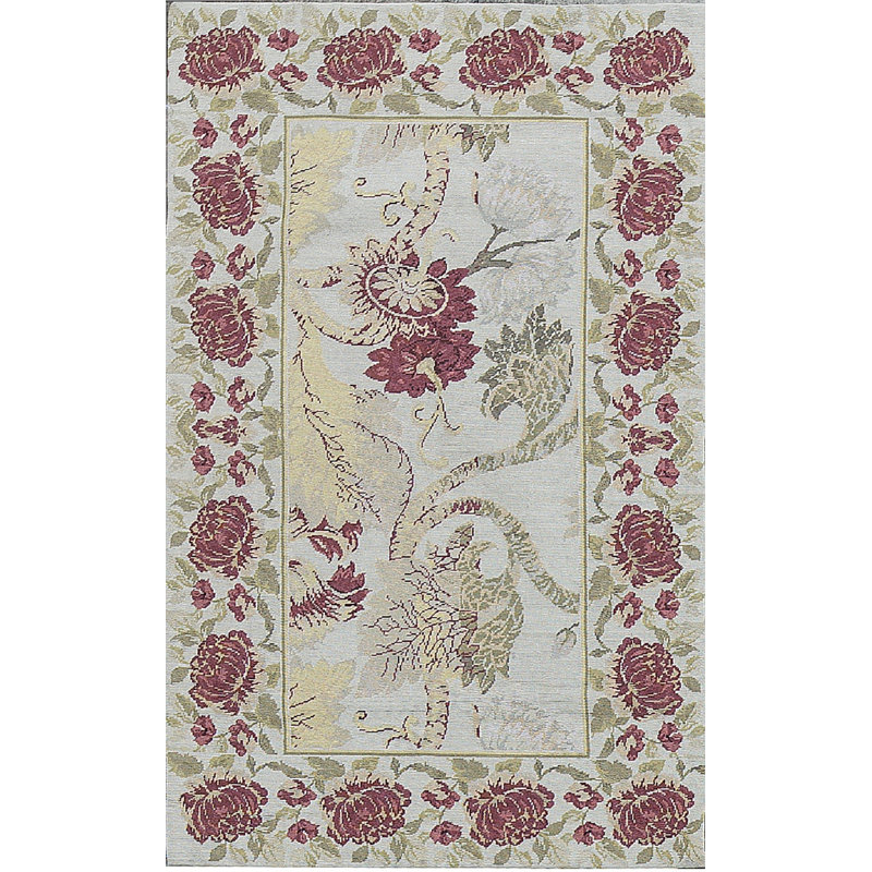 Hand-Knotted High-Quality Red and Gray Area Rug