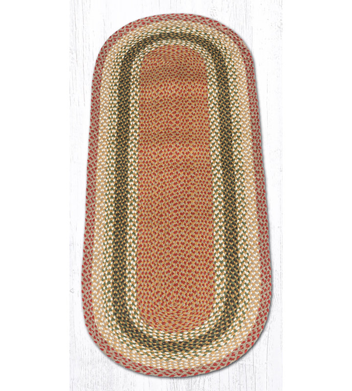  Tapis ovale olive, bourgogne et gris en jute tressé - Tapis rustique fait à la main, Tapis de couloir ovale 2 pi x 6 pi