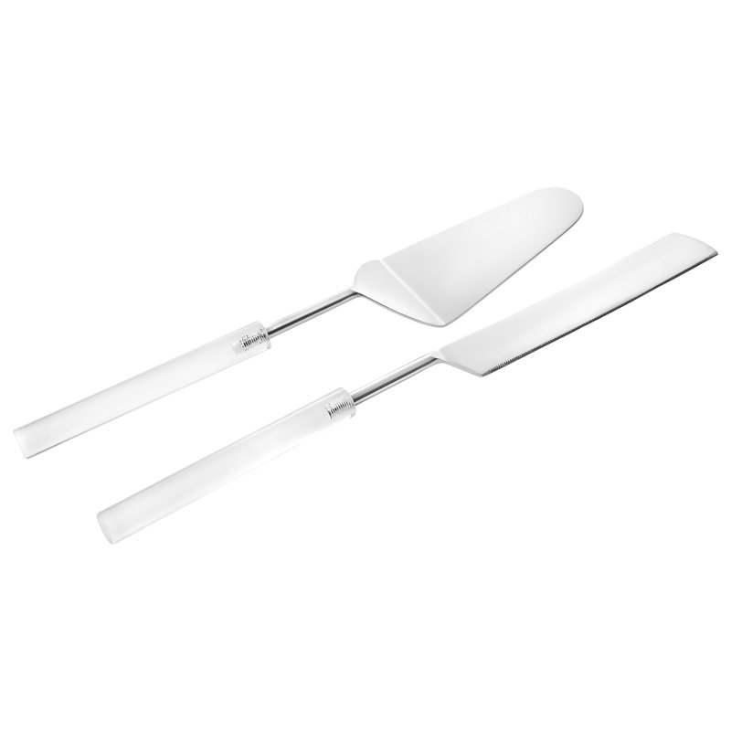 Cake/Salad Server Set With Marble Handle