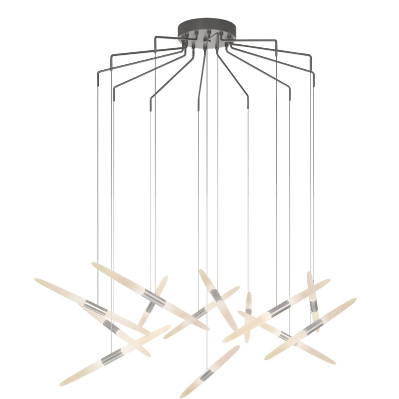 Ballet 13 - Light LED Chandelier, Bright Satin Aluminum
