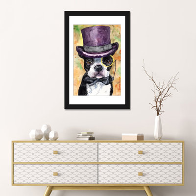 " Intelligent Boston Terrier " Watercolor Print