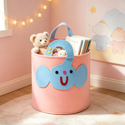 Large Felts Storage Bin Foldable Organizer Basket With Handles For Toys Clothes Blankets Plushs Stuffed Animals