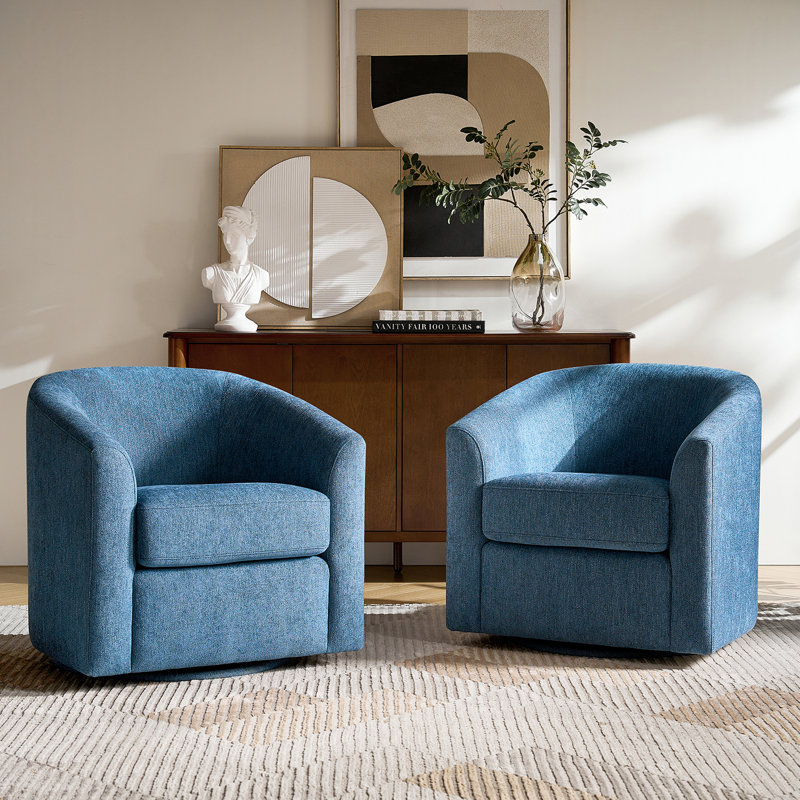 Fauteuil d'appoint pivotant rembourré Amiir, Indigo