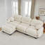Canapé modulaire confortable en tissu de chenille plissé 3 places avec siège ergonomique en mousse haute densité, canapé modulaire en forme de L avec repose-pieds, accoudoirs arrondis arrondis et 2 coussins décoratifs ronds-749805105