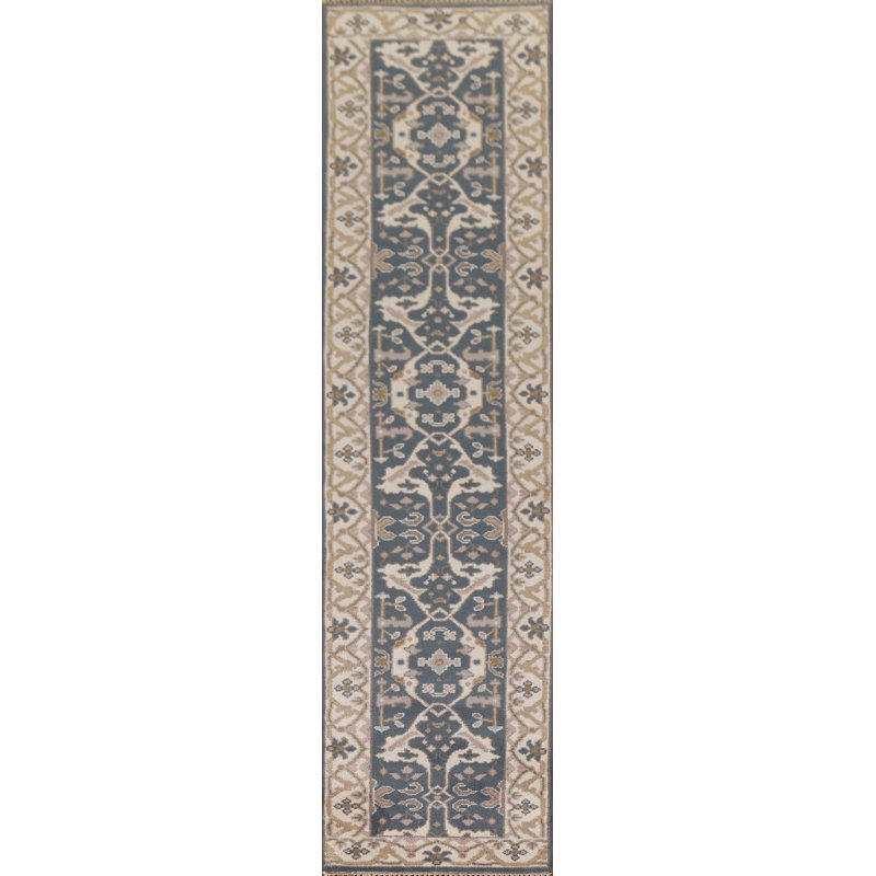 Tapis de couloir bleu Oushak 3x12