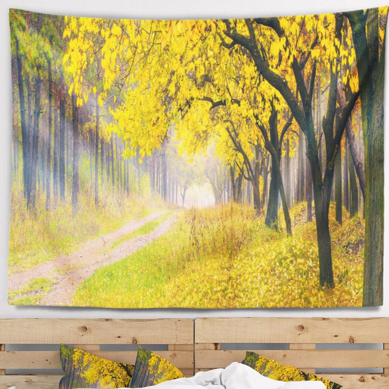 Tapisserie de forêt brillante en polyester avec accessoires suspendus inclus, H 78 po x l 92 po