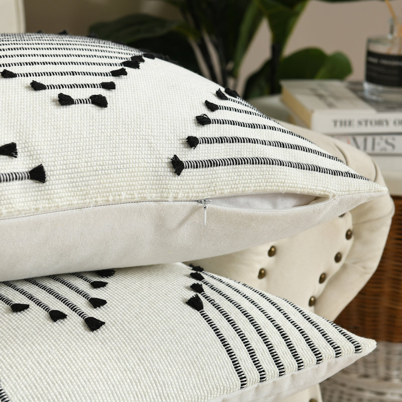 Housses de coussin décoratives Boho Pillow Covers, Noir, 18 po x 18 po