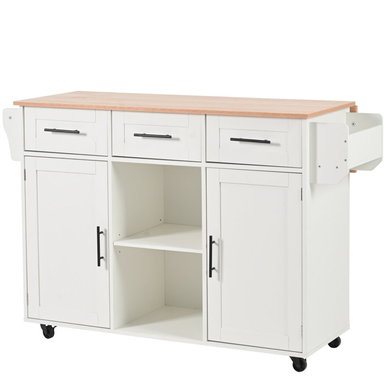 Wood Kitchen Island, White