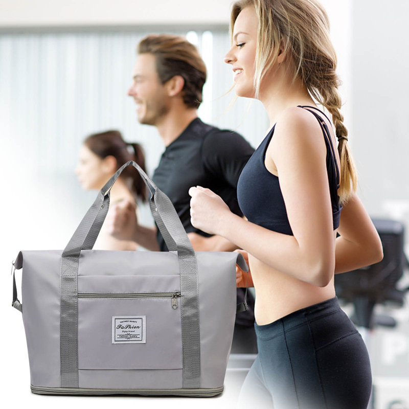Sac à bandoulière en nylon avec sac à bandoulière à grande capacité et compartiments multiples, Gris