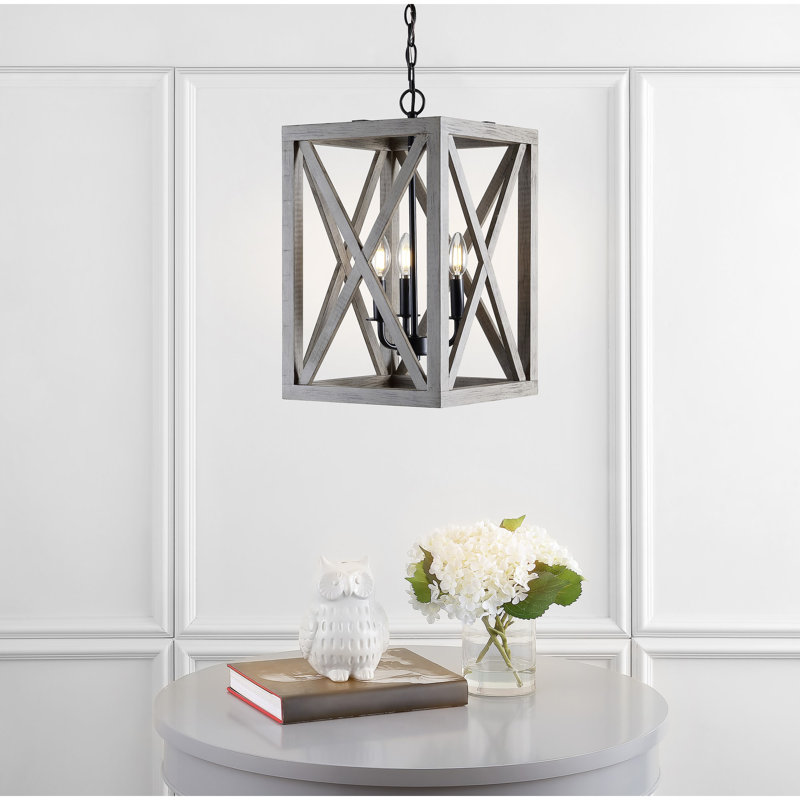 Luminaire suspendu rectangulaire 3 lumières lanternes Zhu