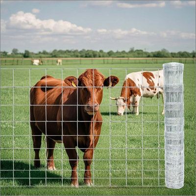Farm Livestock Fence,164ft Long Galvanized Cattle Fence, Deer Fence,Heavy Zinc Coating Wire Fencing,Farm Fence for Hog Goat Horse